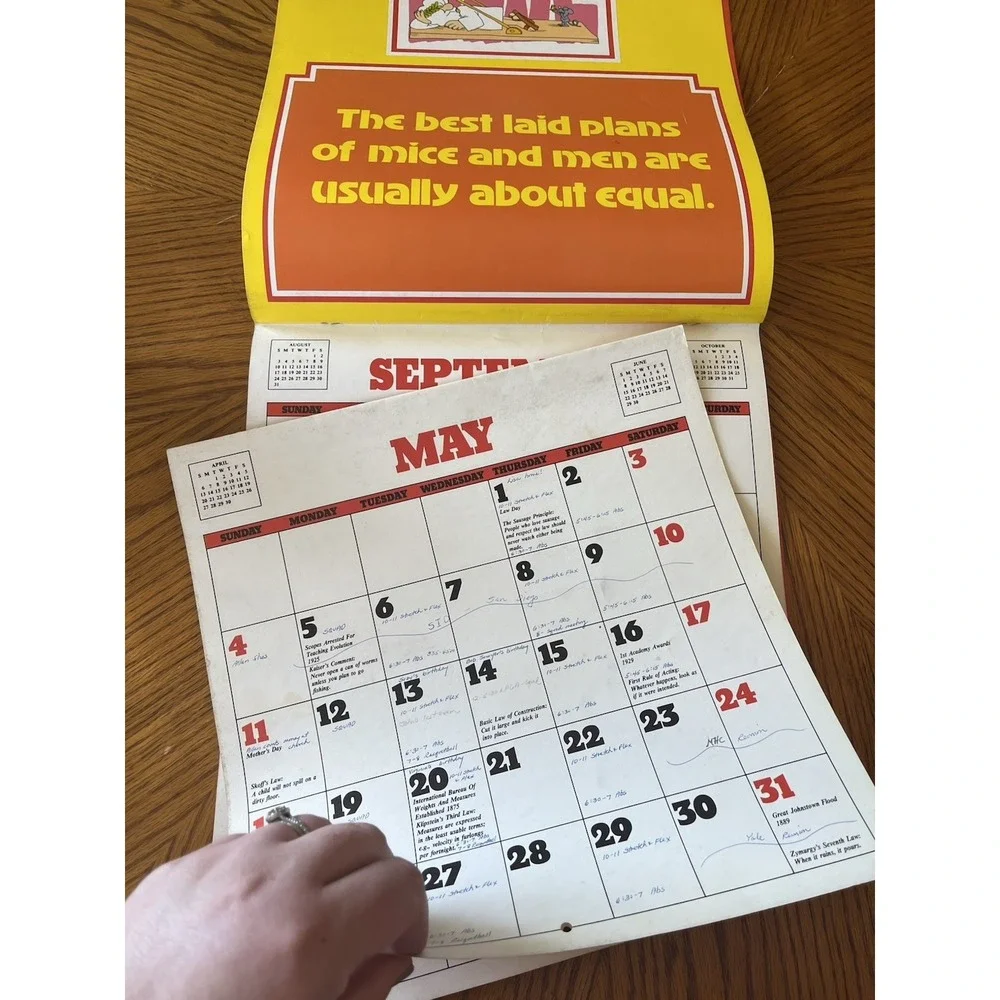 Vintage Murphy's Law Calendar 1980s Retro Humor Arthur Bloch Art 1980 Comedy